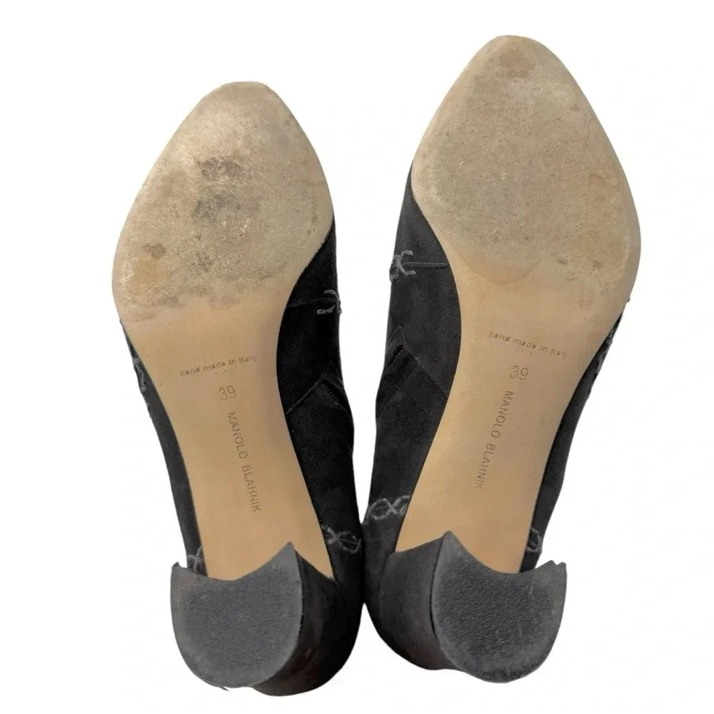 Manolo Blahnik charcoal gray suede heeled boots size 39 - Picture 6 of 9